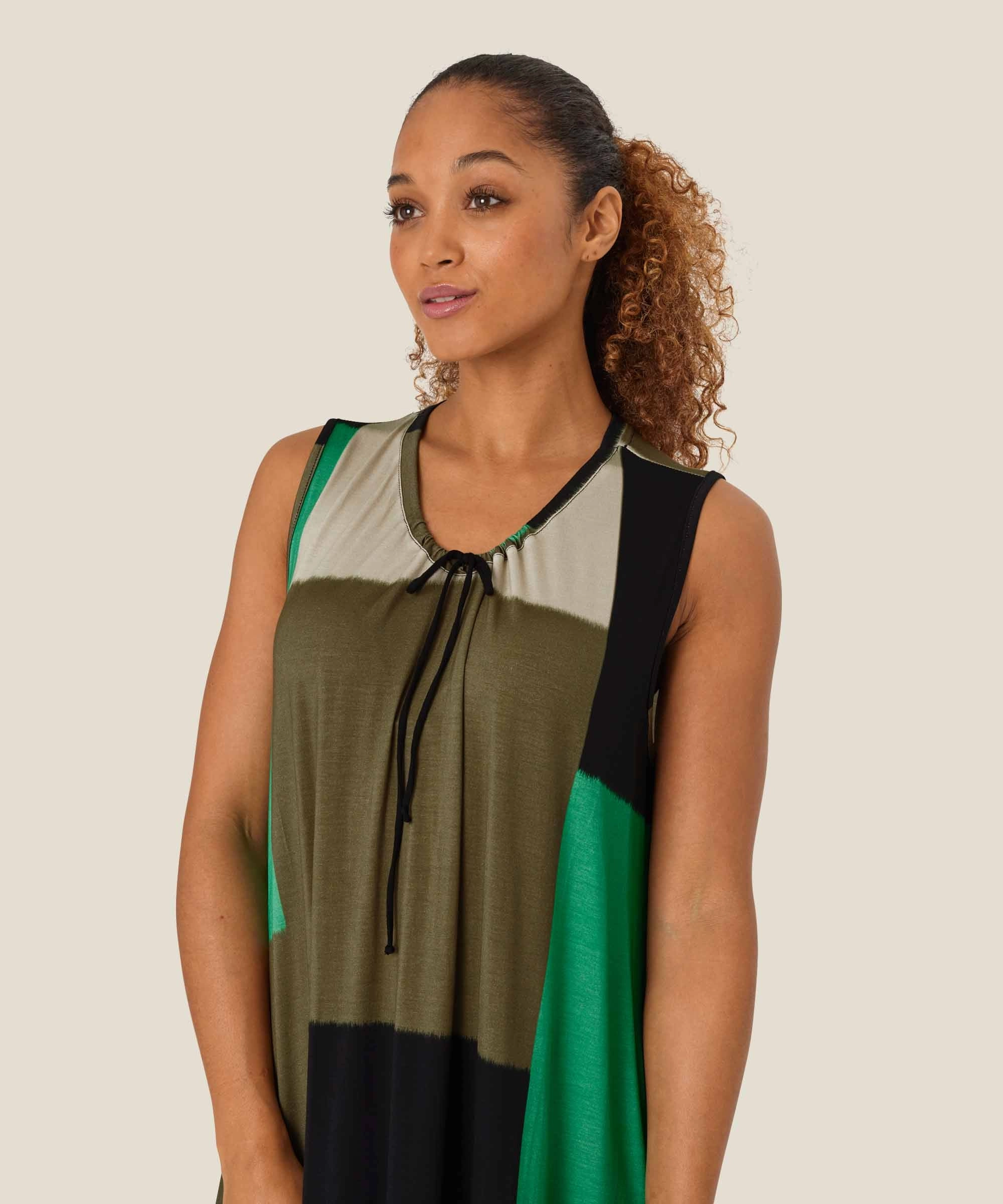 Office Classic Relax Mode 1009148 MaOctava Color Block Dress - Spruce Green