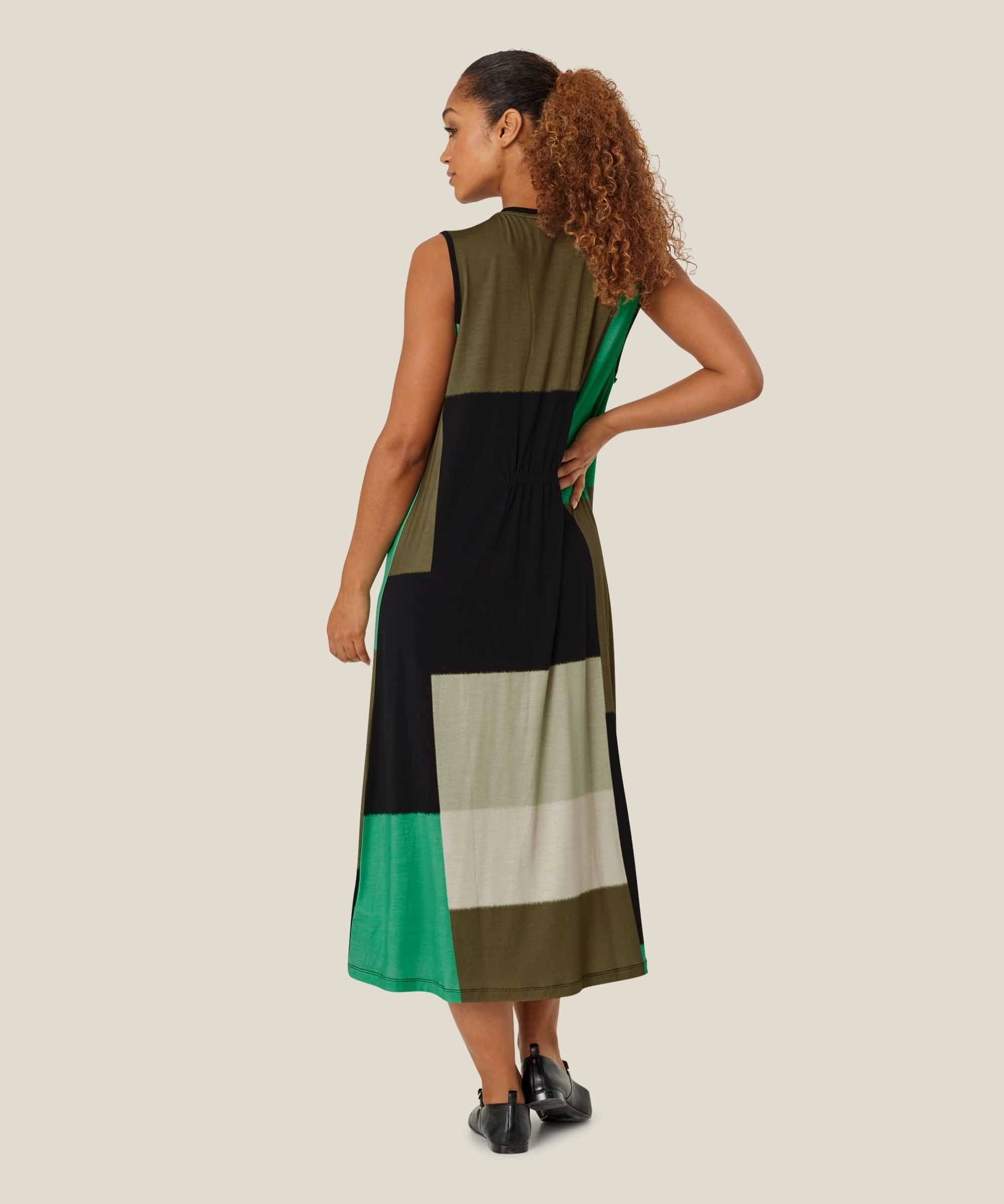 Fashionable Touch Loose Fit 1009148 MaOctava Color Block Dress - Spruce Green