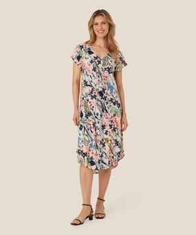 1009319 MaNebili  Printed Dress - Marina Versatile dress for layering Street Elegance