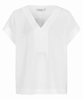 1010323 MaBraidy Linen Top - White Low Profile Seaming