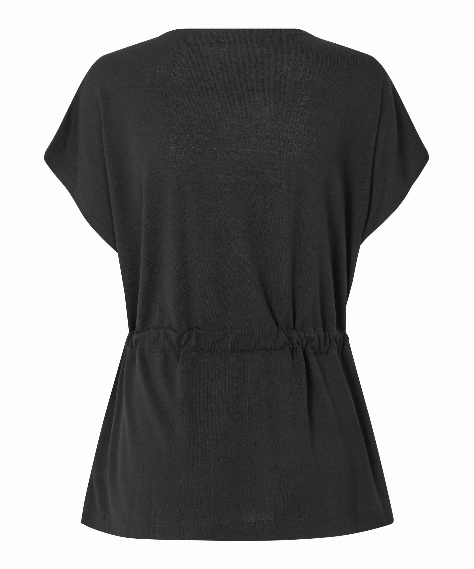 1010610 MaDevala Top - Black Ribbed Hemline