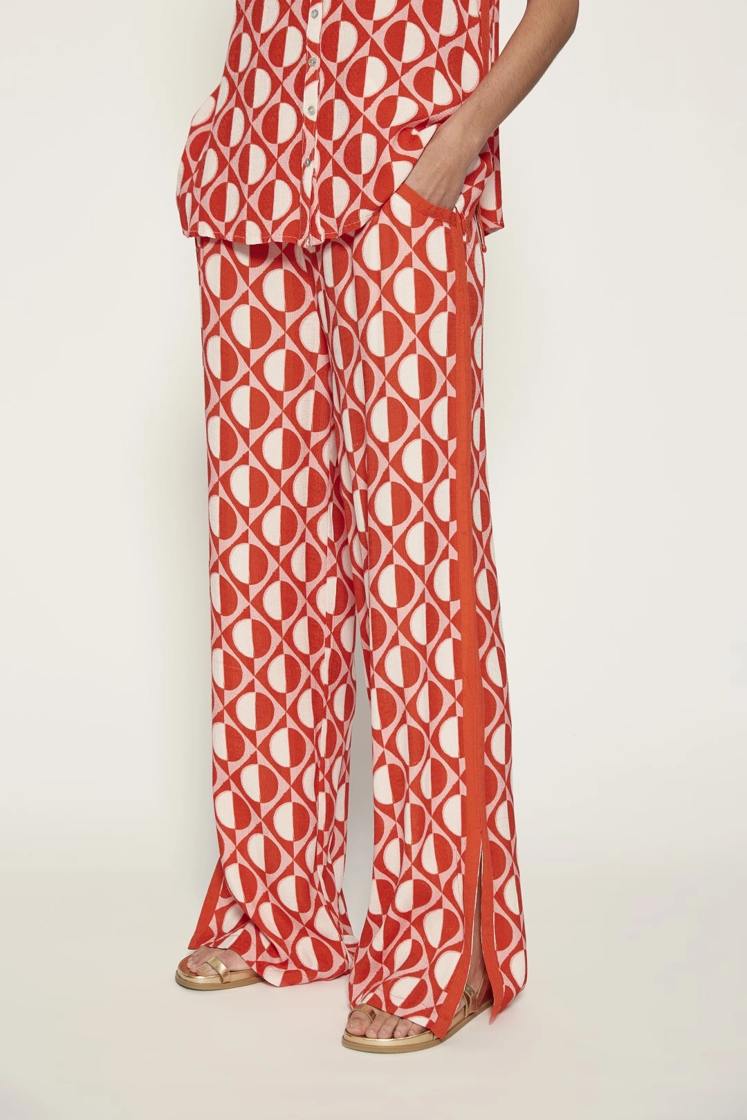 Windproof Membrane 27372318  Geometric Print  Trousers - Fire Geo