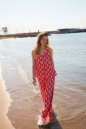 Low Bulk 27372318  Geometric Print  Trousers - Fire Geo
