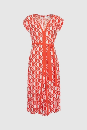 Shine Finish Timeless Comfort Wear 27572316 Geometric Print Dress - Fire Geo