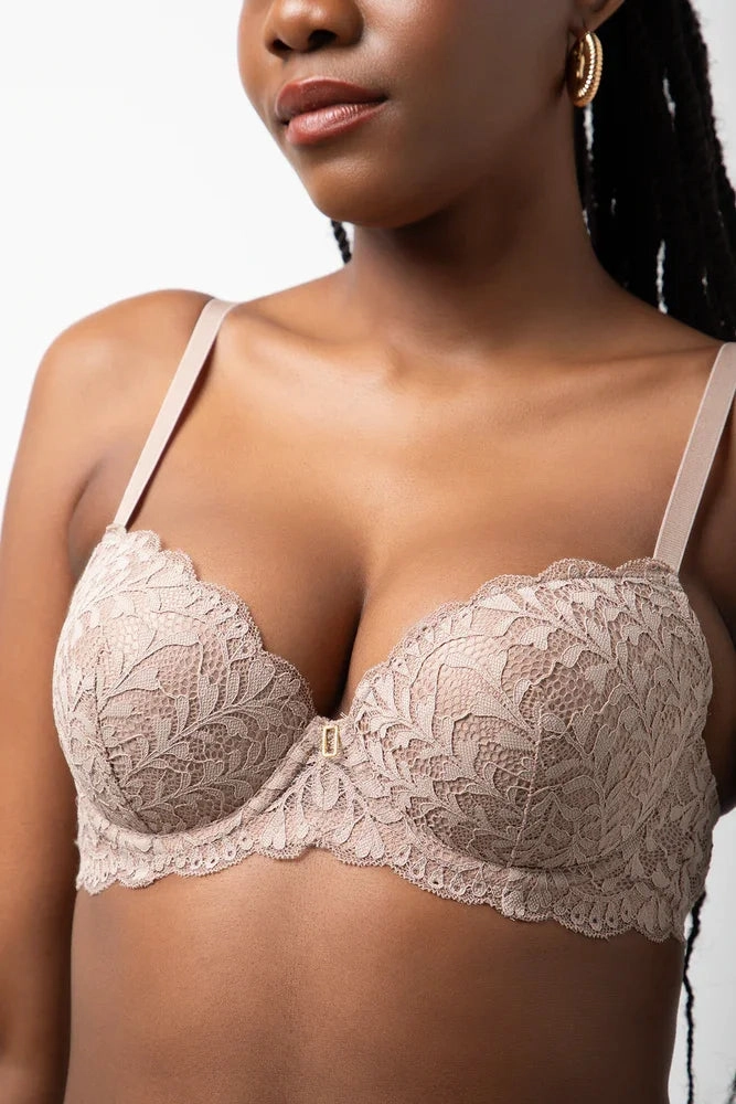 2 Pack Lace Balconette Bras Black And Natural Durable Build