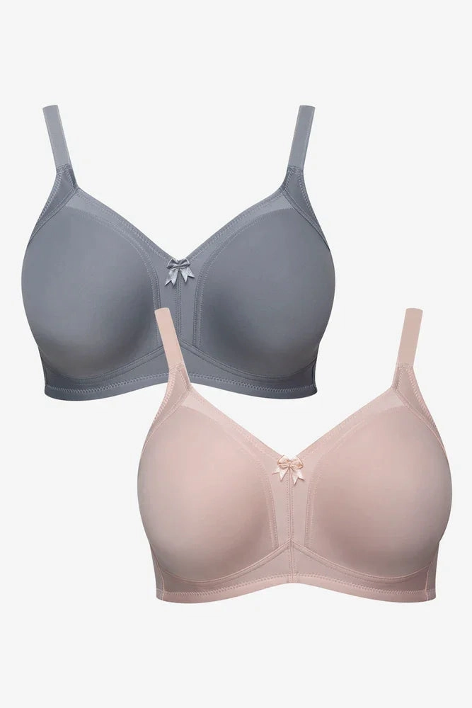 2 Pack Non Padded Wirefree Bra Pink & Grey Baggy fit Teens