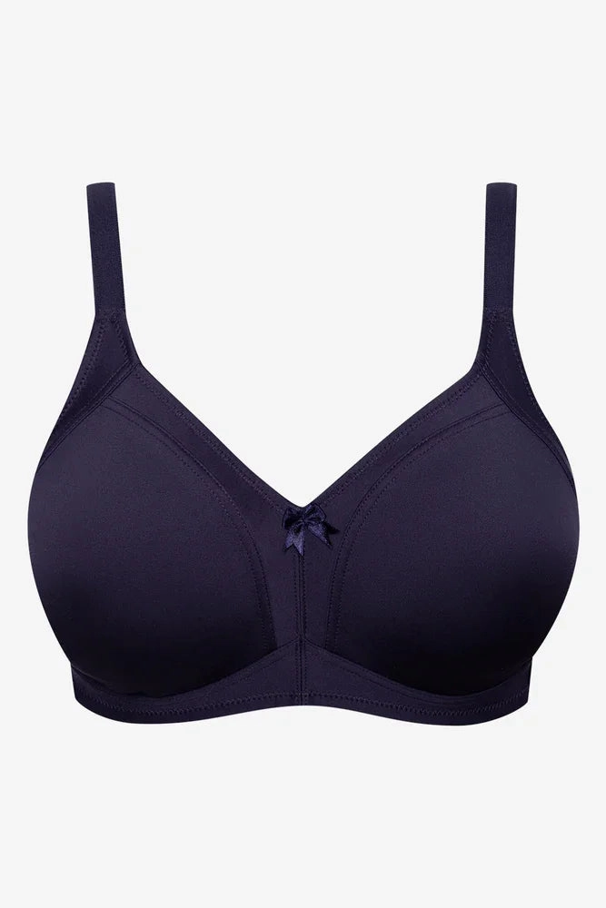 2 Pack Non Padded Wirefree Bras Small Navy And Natural Seam-Free Feel Seamless Look