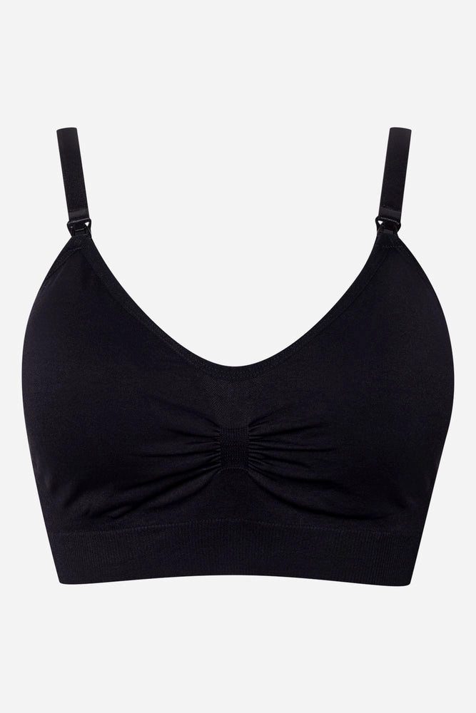 Easy Comfort All-Day Material 2 Pack Seamfree Lace Trim Padded Nursing Bras Black