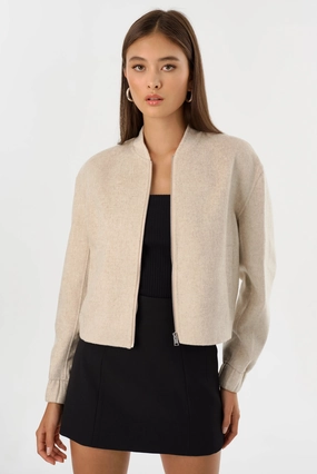 LAMARQUE | Fay Bomber Jacket - Heather/Beige Effortless Layer