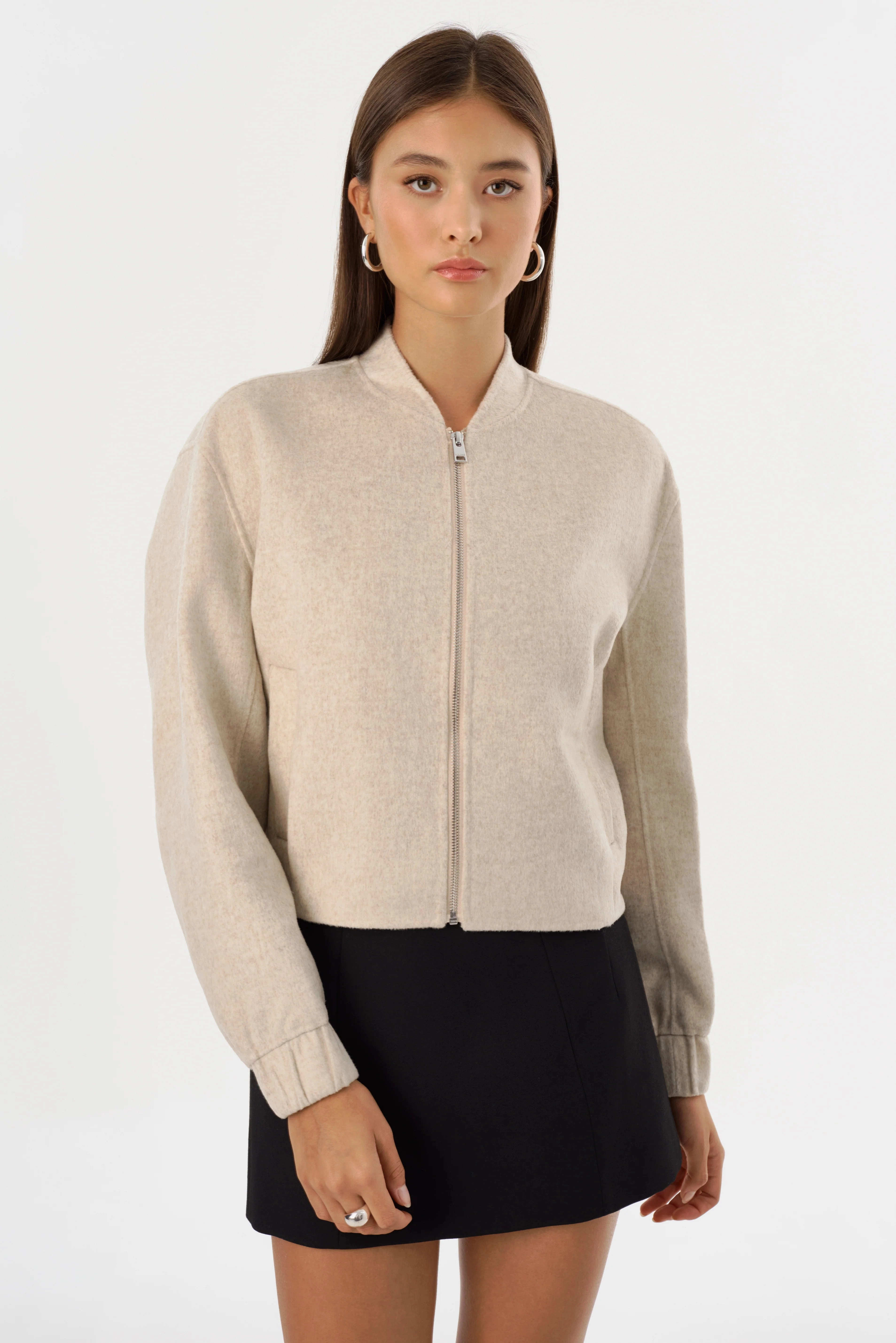 LAMARQUE | Fay Bomber Jacket - Heather/Beige Seam Sealed Thermal Retention Layer