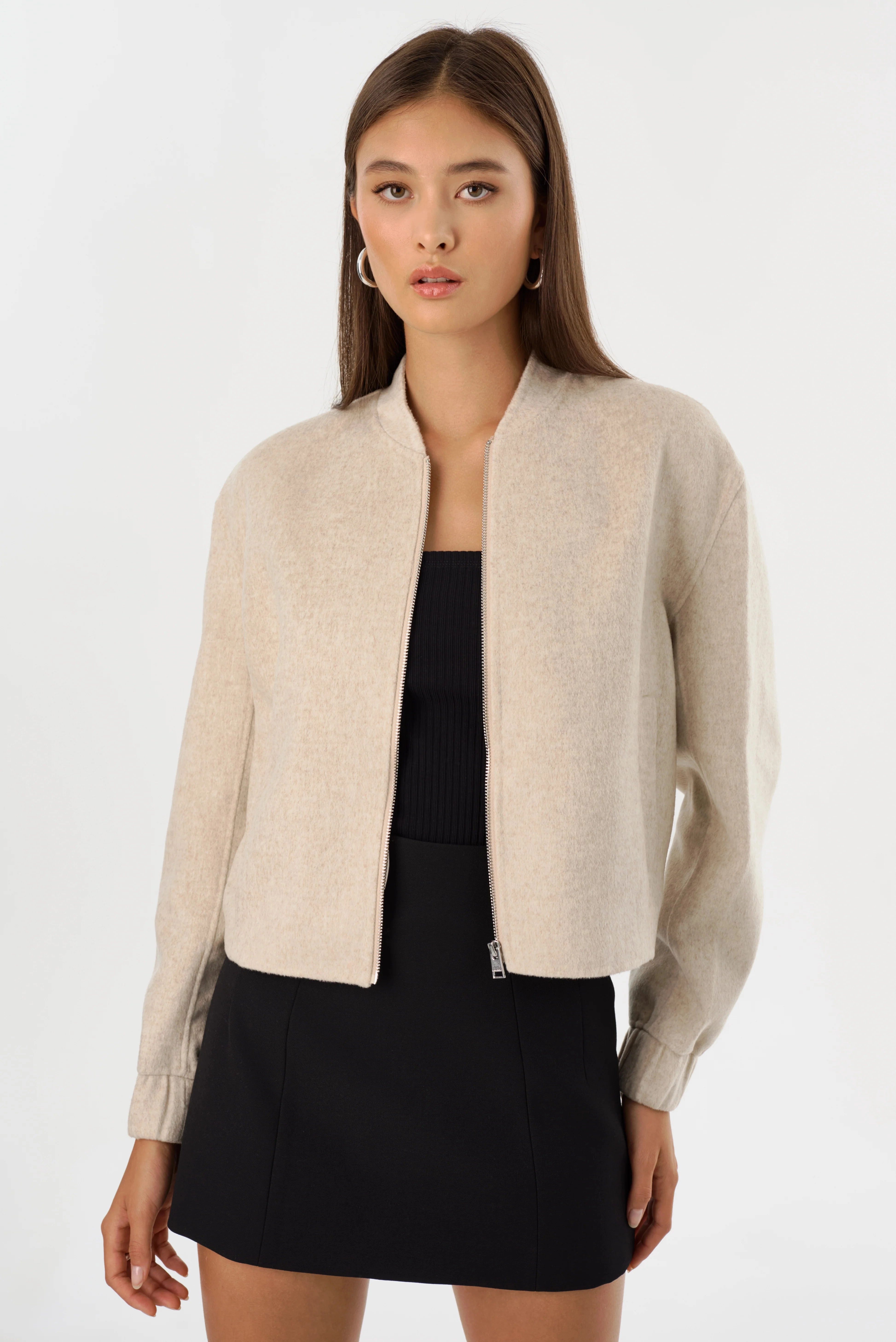 LAMARQUE | Fay Bomber Jacket - Heather/Beige Effortless Layer