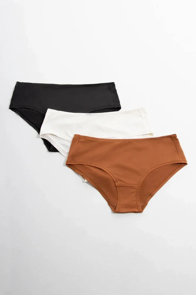 Neutral Colors Adjustable Straps 3 Pack Panties Black, White And Natural