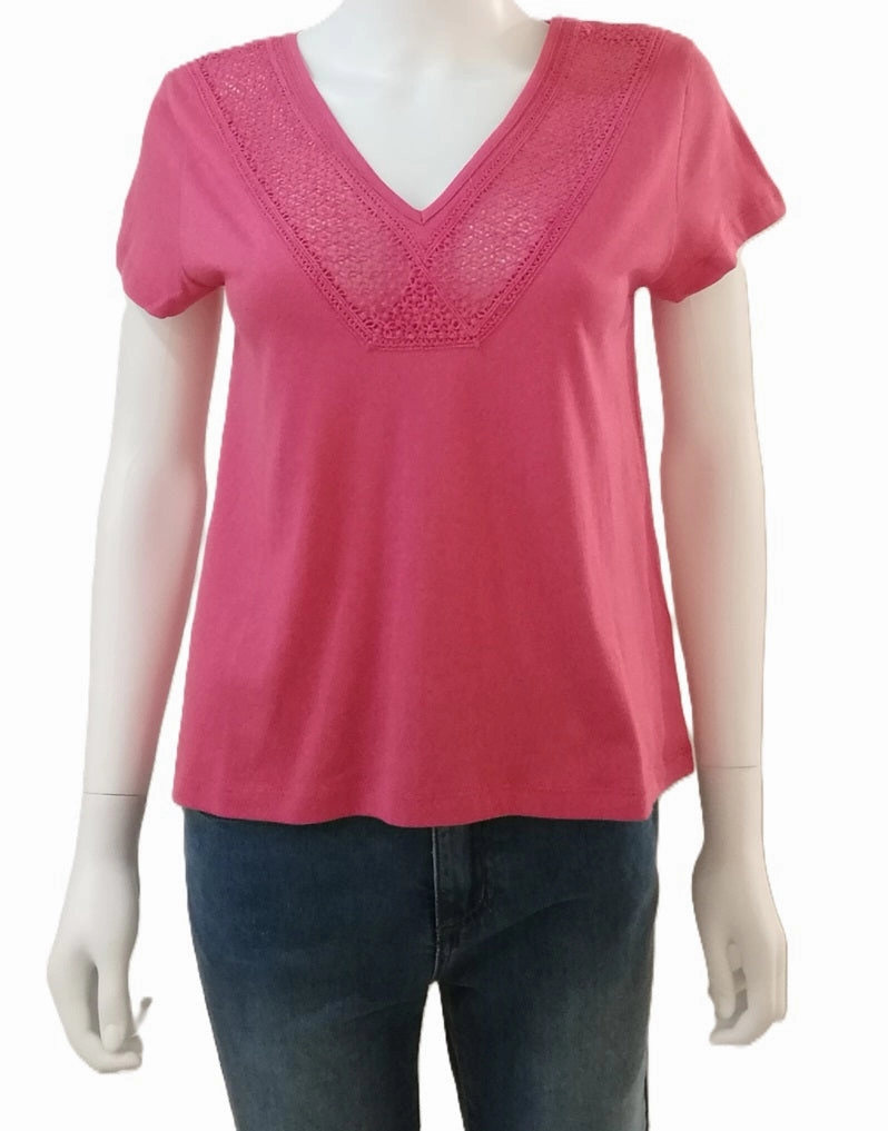 84275914 V-Neck T-Shirt - Fuchsia Wide Shoulder Cut