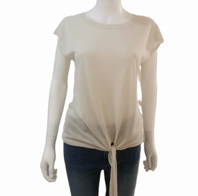 85046116  Top with Detail at Hem - Ecru Soft Brushed Lining LightweightLayeredFabric