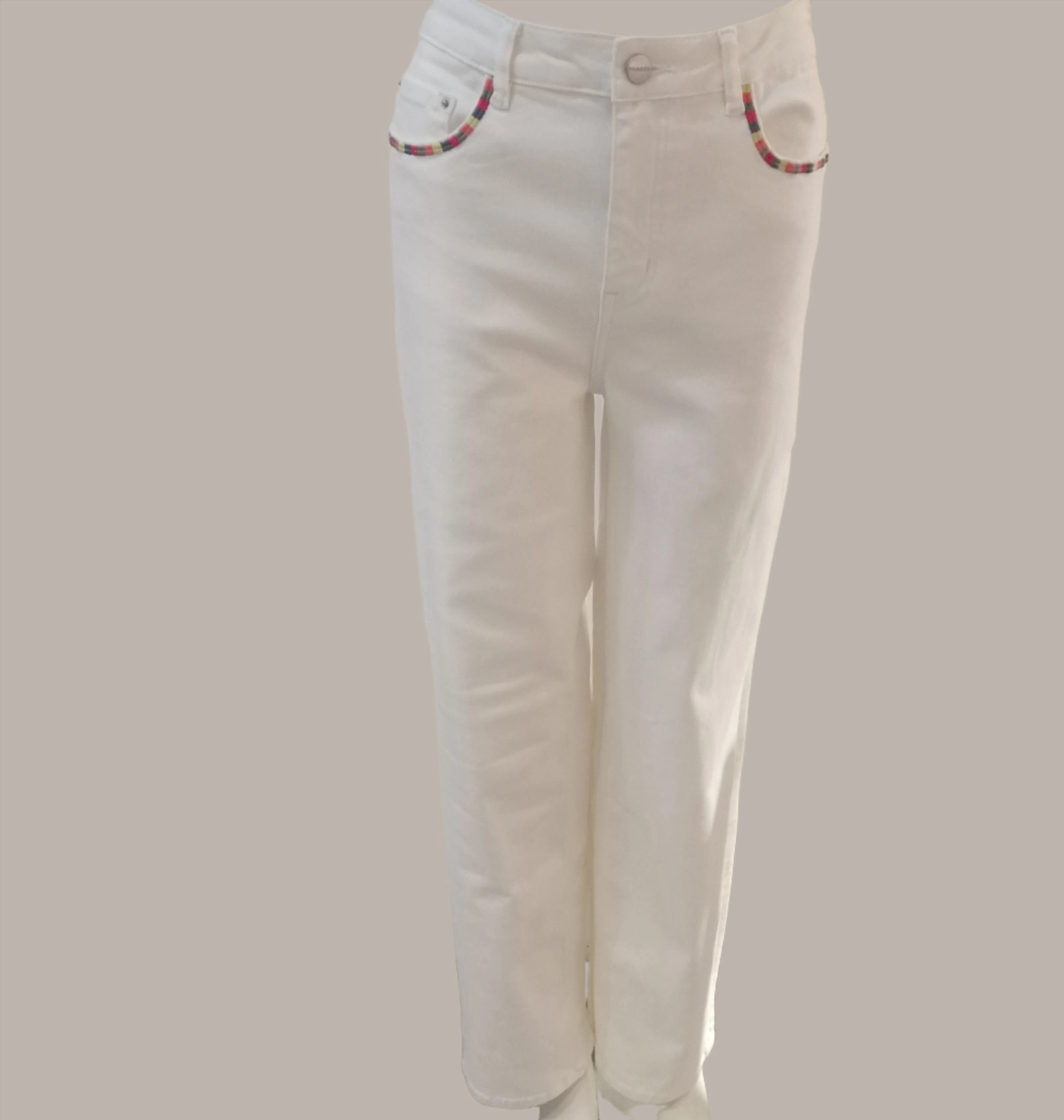 87321001 Denim Pant - White Wrinkle-Resistant