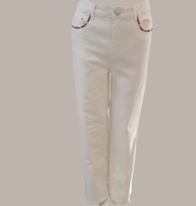 87321001 Denim Pant - White Wrinkle-Resistant