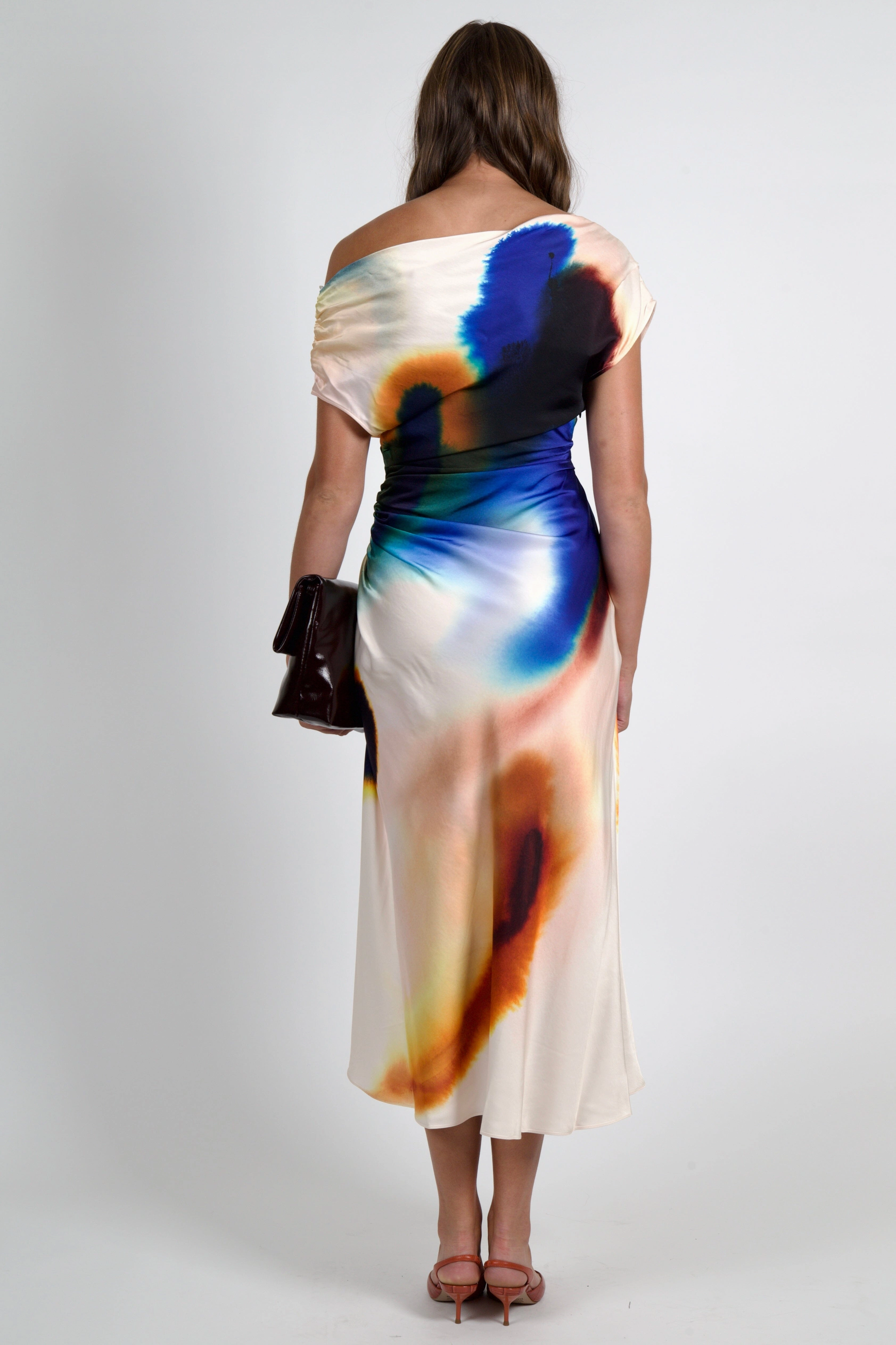 Body Positive Satin-Finish A.L.C. | Penny Satin Midi Dress - Lapis Multi