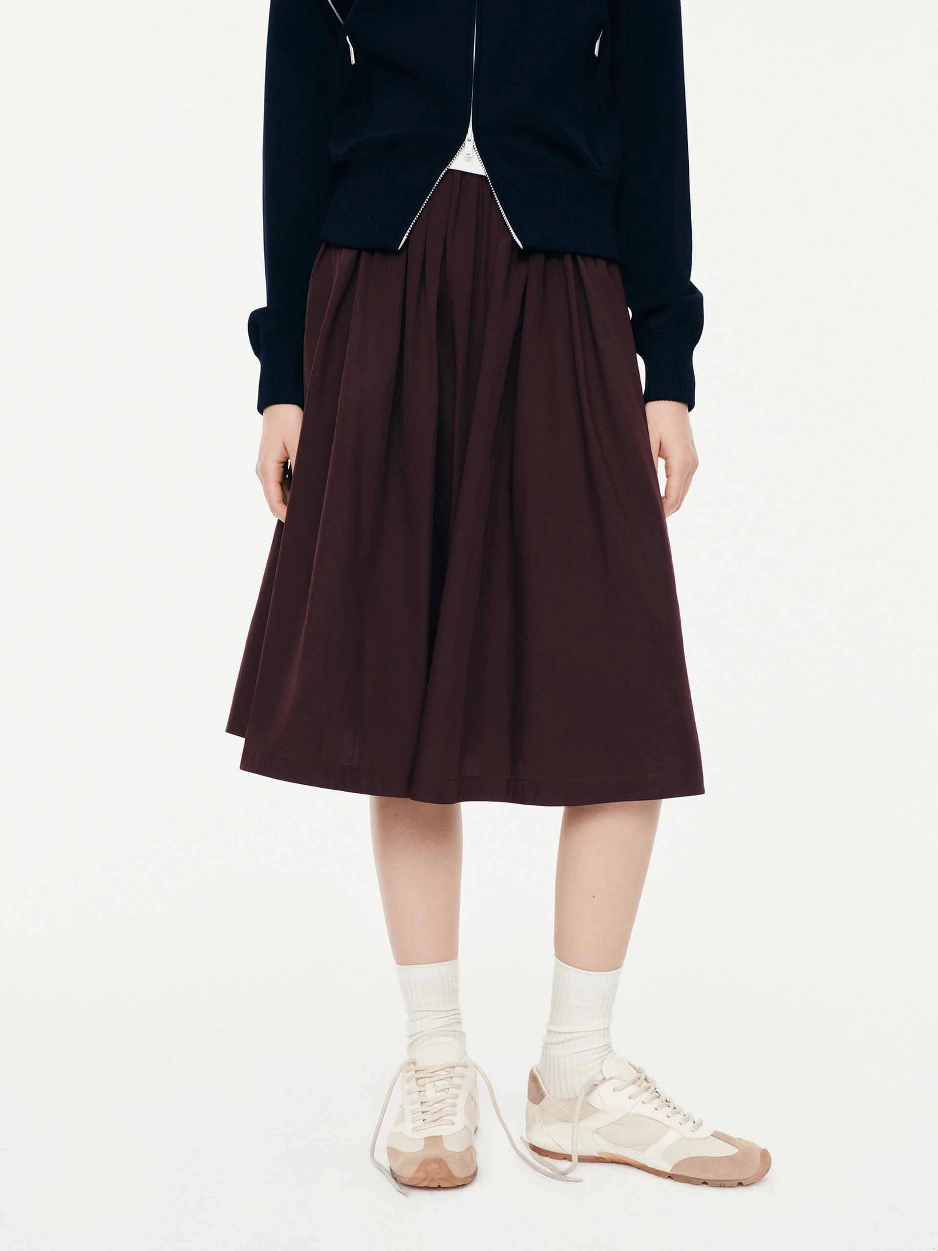 All Season Wear A-line Pleated Midi Skirt
