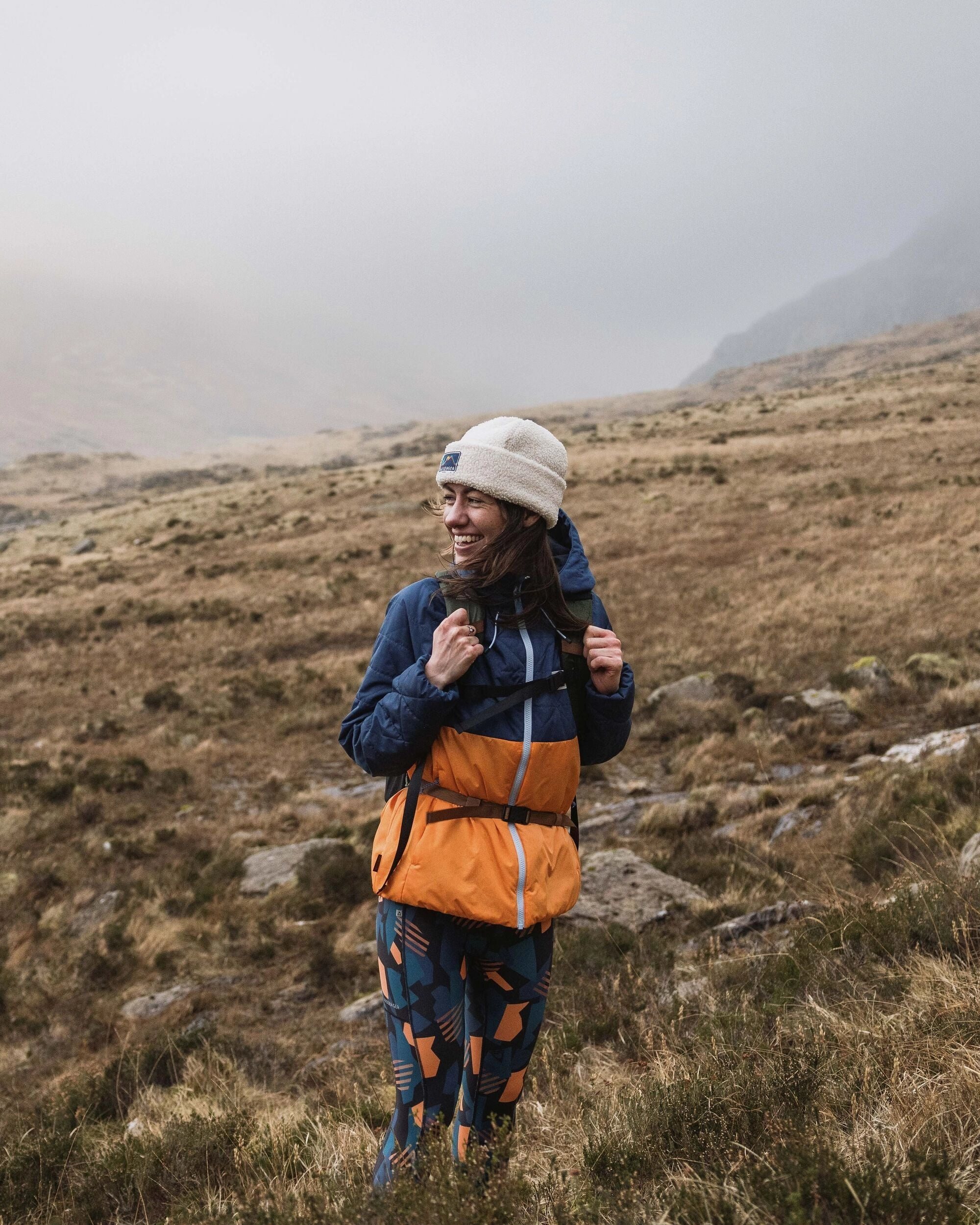Waterproof Zipper Closure Multi Pocket Utility Singletrack Recycled Thermore? Insulated Jacket - Dark Denim/ Apricot