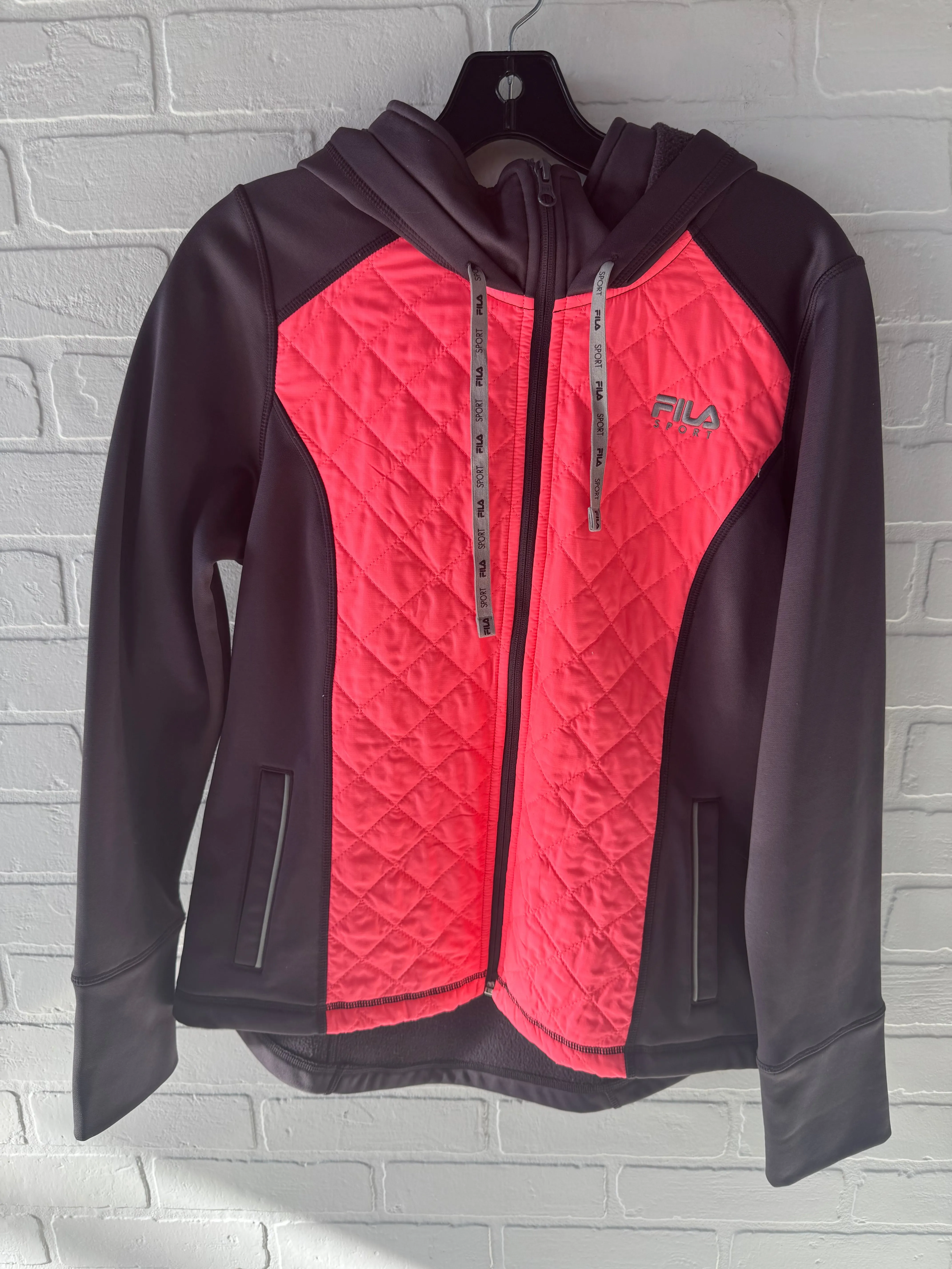 Athletic Jacket By Fila In Grey & Pink, Size: M Modular Attachment System Weather Fit