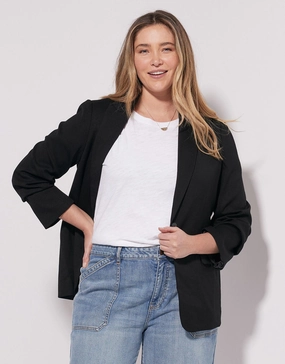 Down Filled Timeless Ponte Blazer - Black