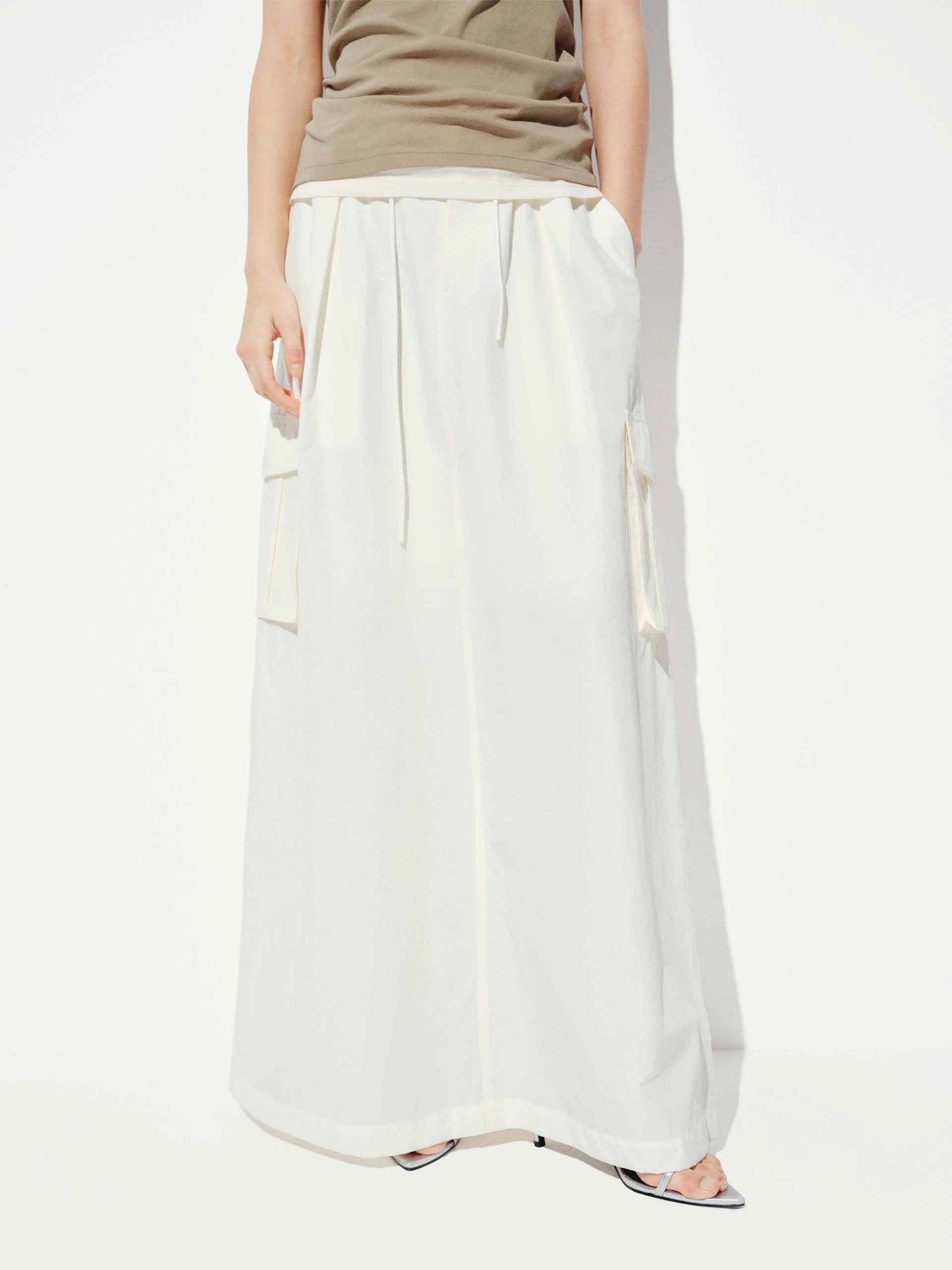 Back Slit Drawstring Skirt Breezy Look