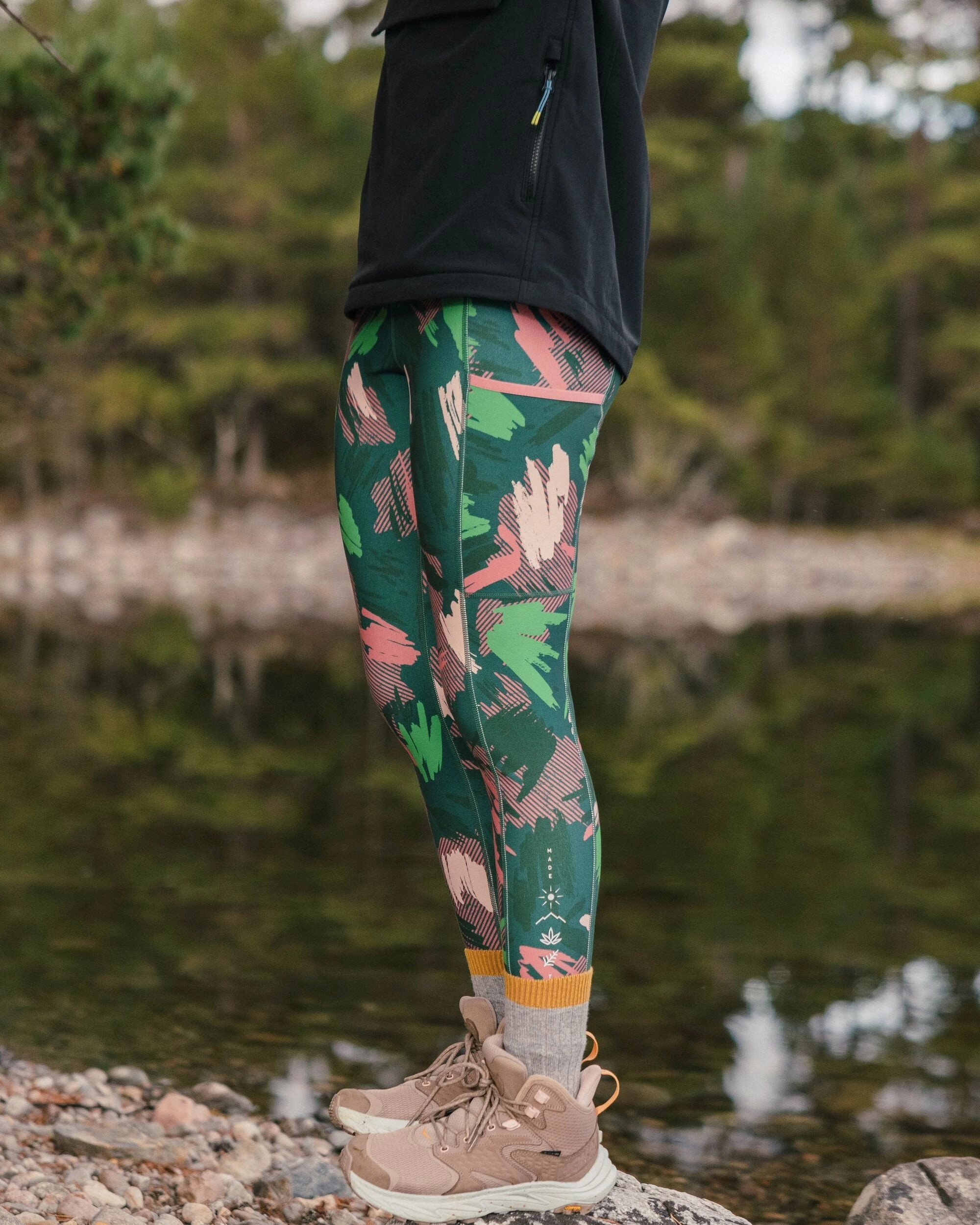 Mantra Recycled Active Legging - Abstract Mountain Fir Tree Reinforced Stitching Simple Form