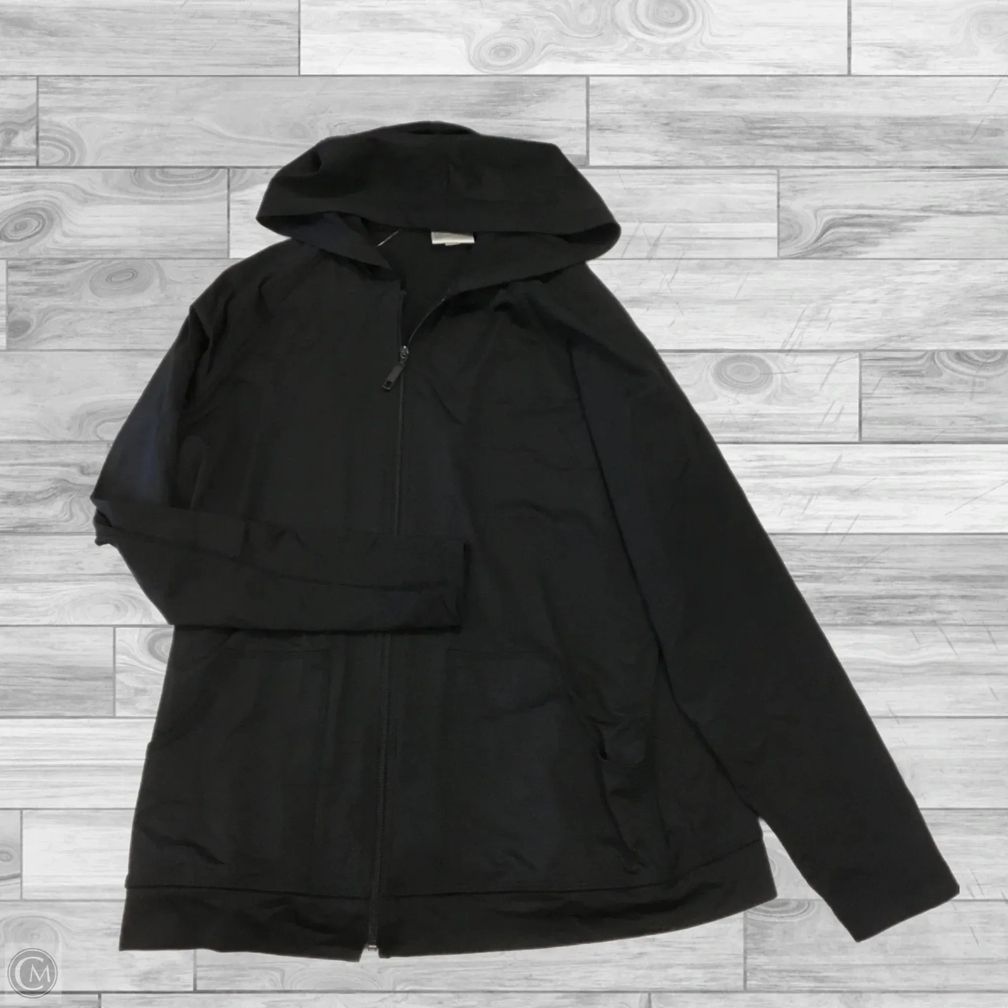 Athletic Jacket By Chicos In Black, Size: M Zippered Pockets Multi Pocket Design