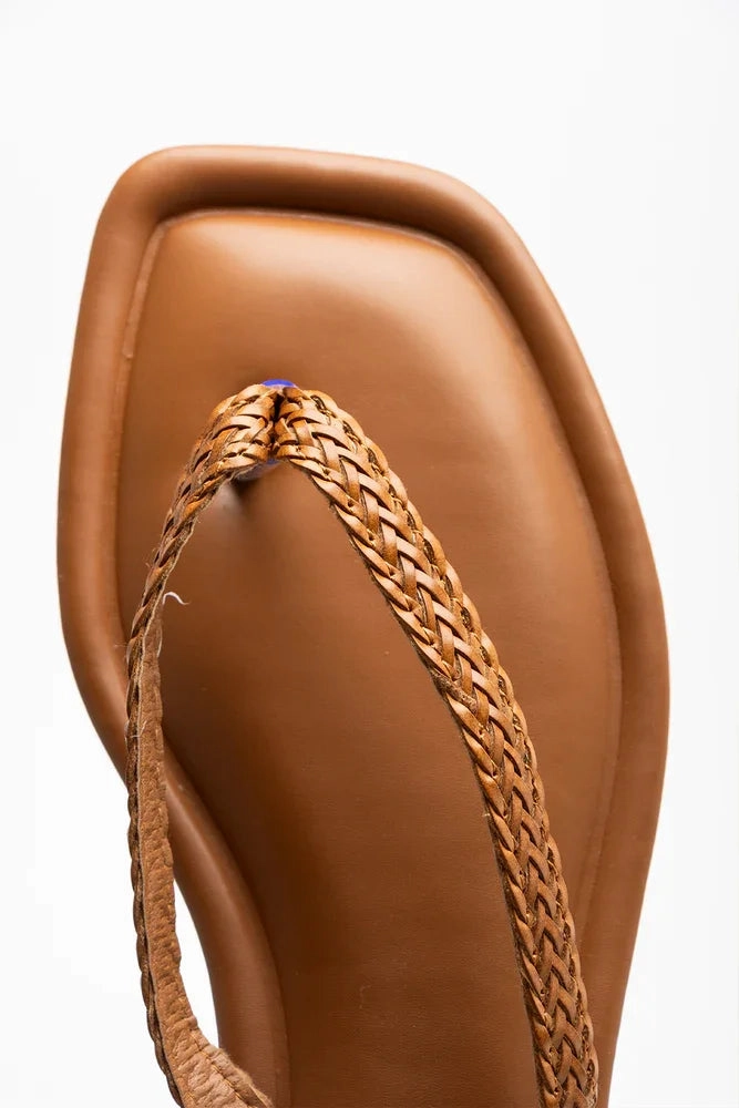 Weave Thong Sandal Brown Breathable Outdoor Wear Bare Support