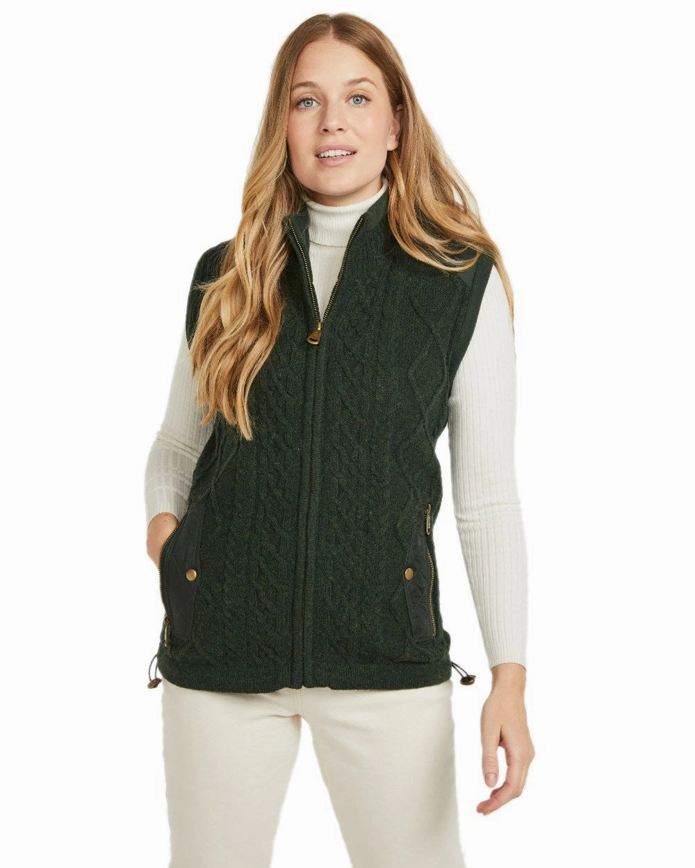 Aran Womens Castlehill Gilet with Fleece Collar Teflon Finish Cozy Layering