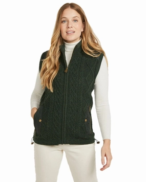 Comfort Fit Cut Aran Womens Castlehill Gilet with Fleece Collar