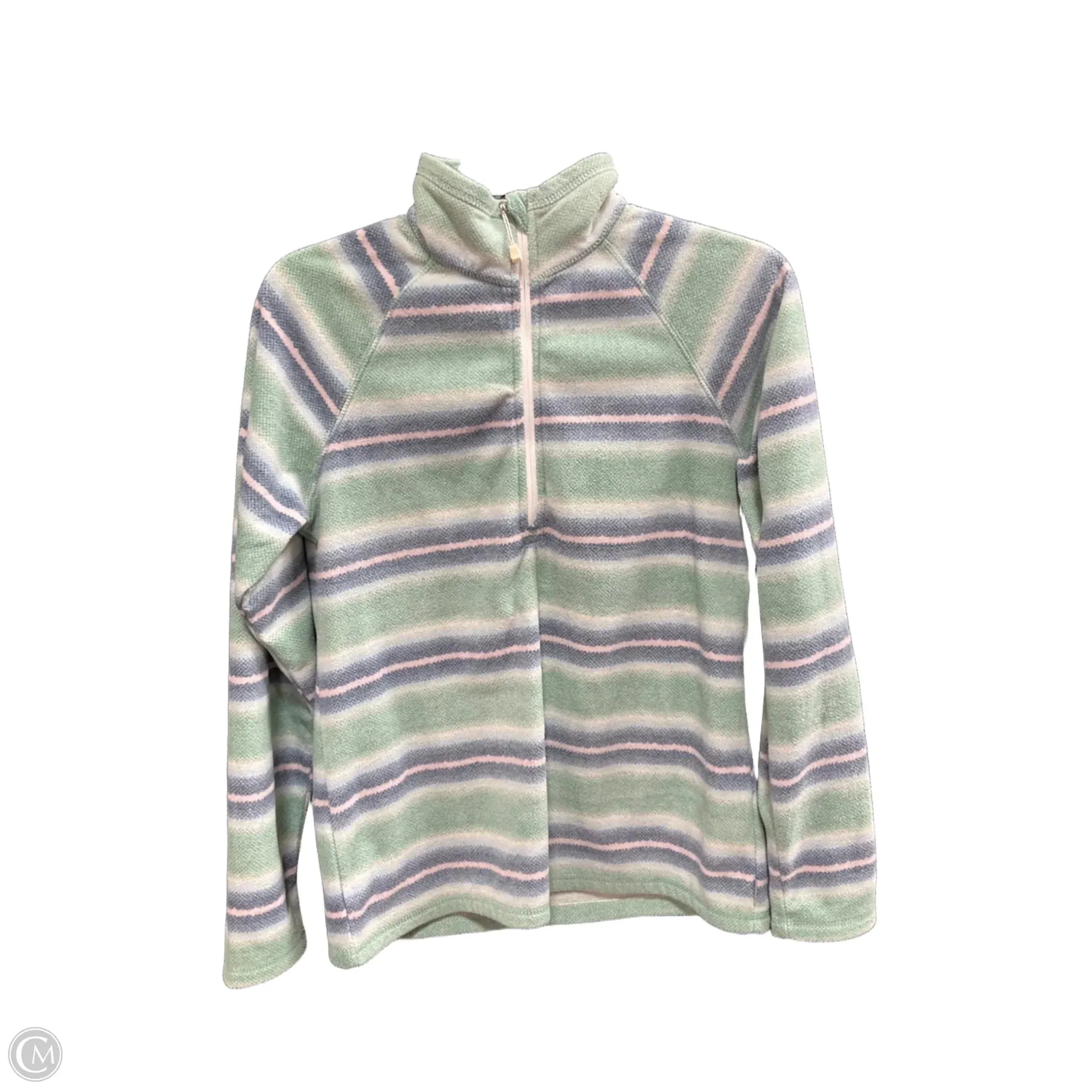 HoodedStyle Athletic Jacket By Eddie Bauer In Striped Pattern, Size: S