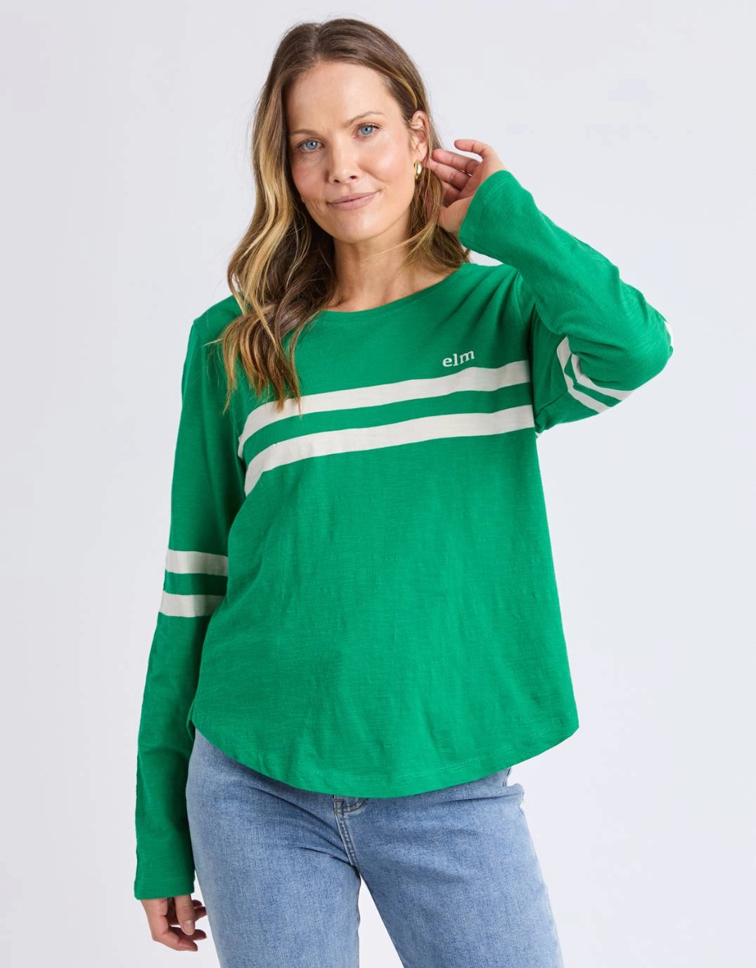 Adora Long Sleeve Tee - Pine Green Chic Wear On-the-Go Fashion