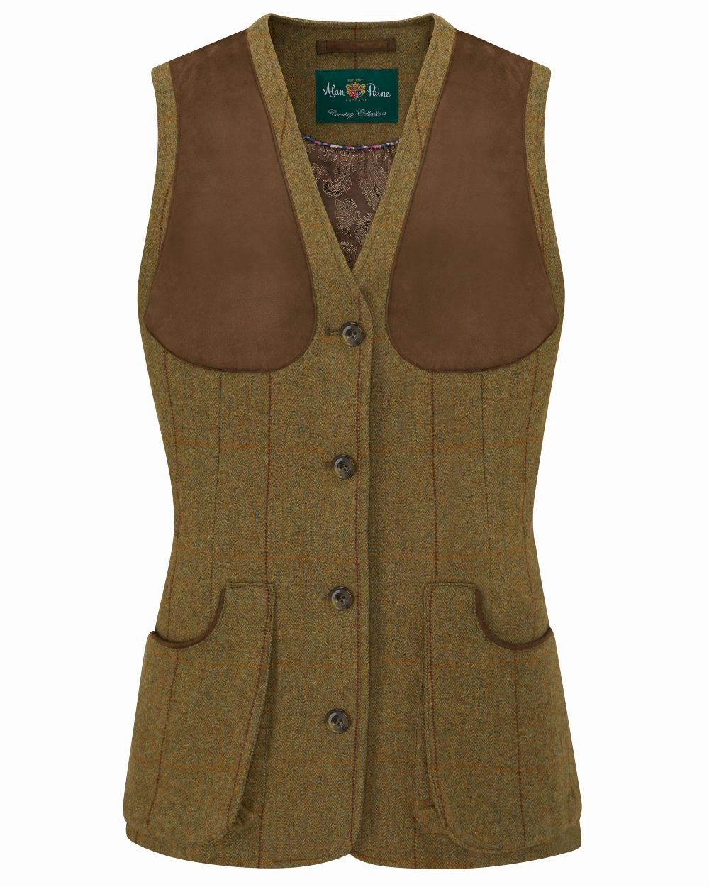 Foldable Design Water Resistant Shell Alan Paine Combrook Ladies Tweed Shooting Waistcoat
