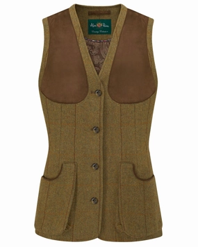 Alan Paine Combrook Ladies Tweed Shooting Waistcoat Soft Shell Material Stretch Comfort