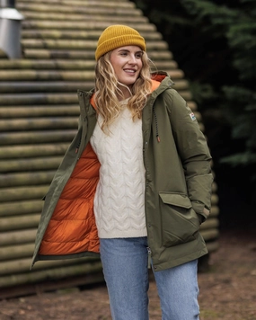 Alaska Recycled Insulated Parka - Khaki Down Stuffed AntiStatic Inner Layer