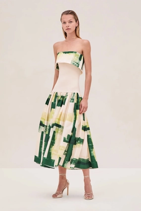 ALEXIS | Robia Dress - Green Brushstroke Light Motion and Effortless fit dress.