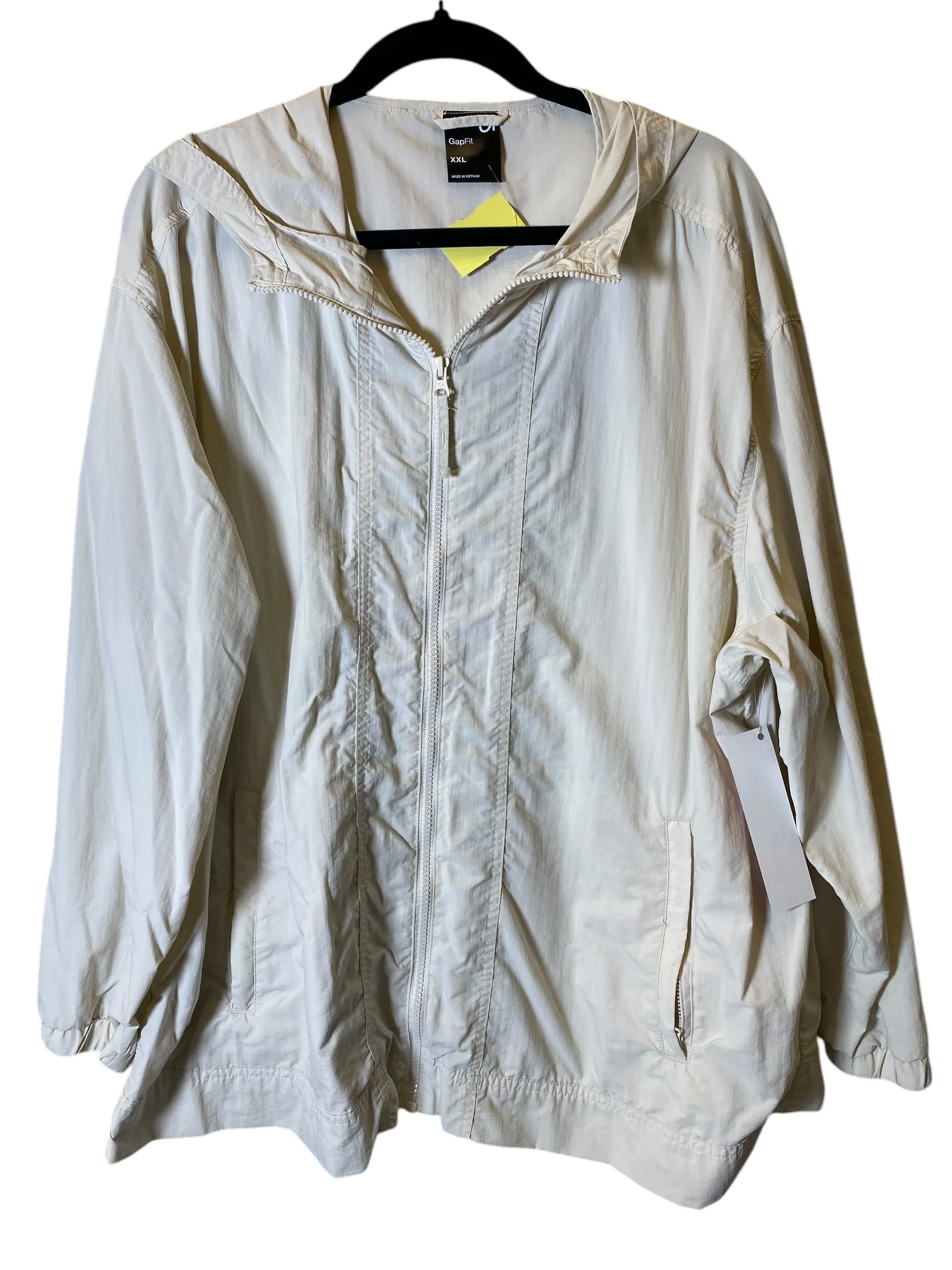 Athletic Jacket By Gapfit In Cream, Size: Xxl Flexible Joint Mobility HighCollarDesign