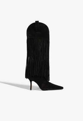 Breathable Upper Raffaela Up Fringes Stiletto Suede Boot
