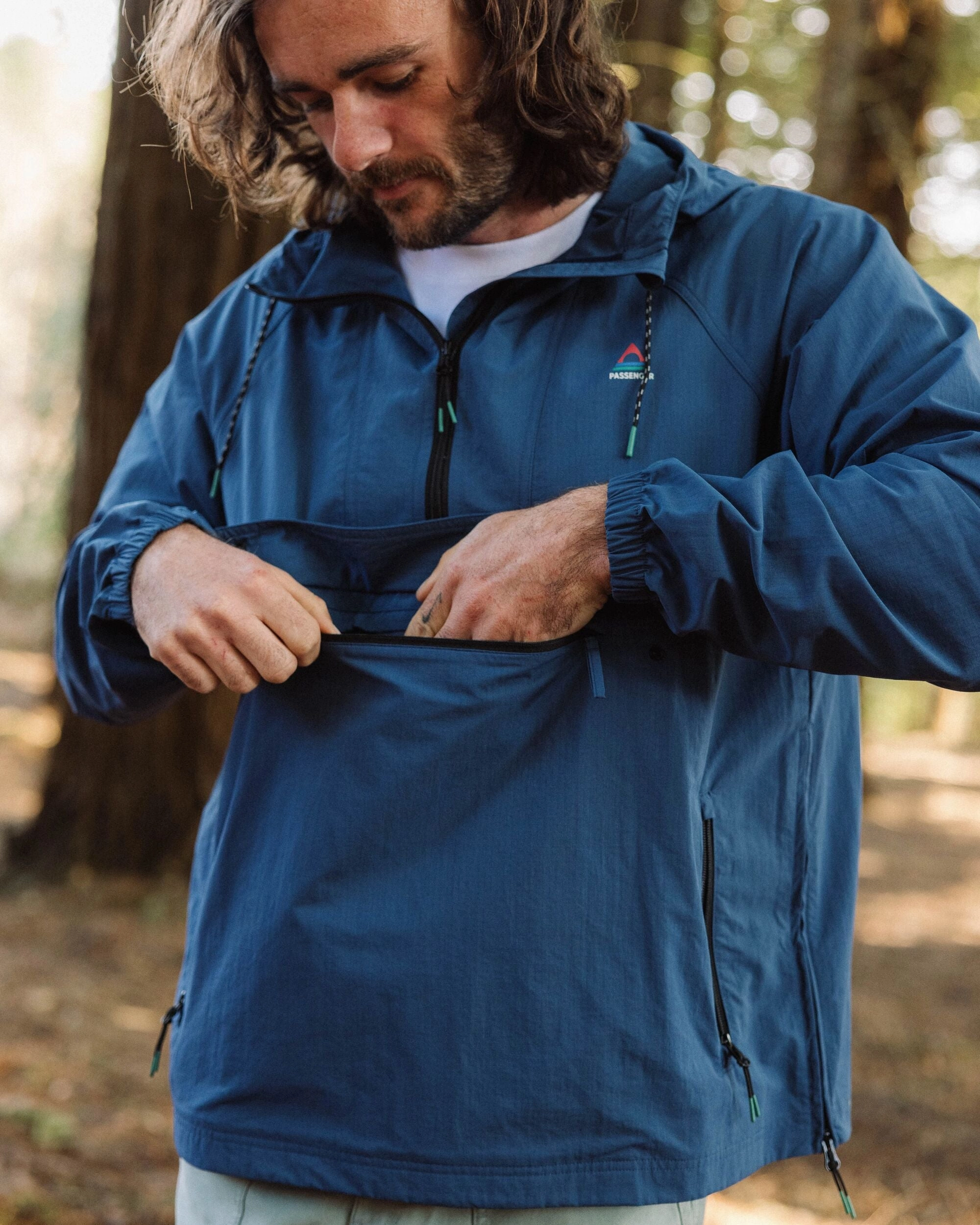 Seek Out Water Resistant Anorak - Dark Denim Sun Protective Fabric