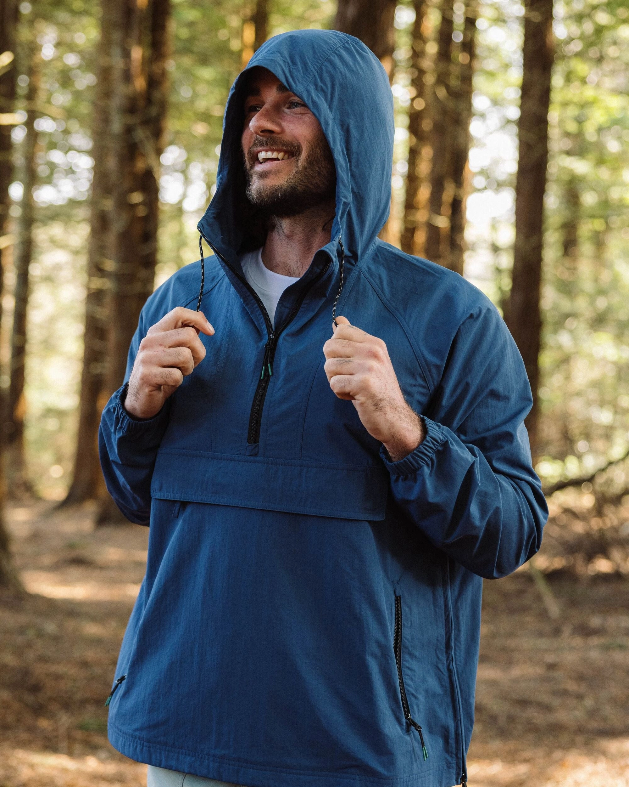 Relaxed Comfort DetachableLining Seek Out Water Resistant Anorak - Dark Denim