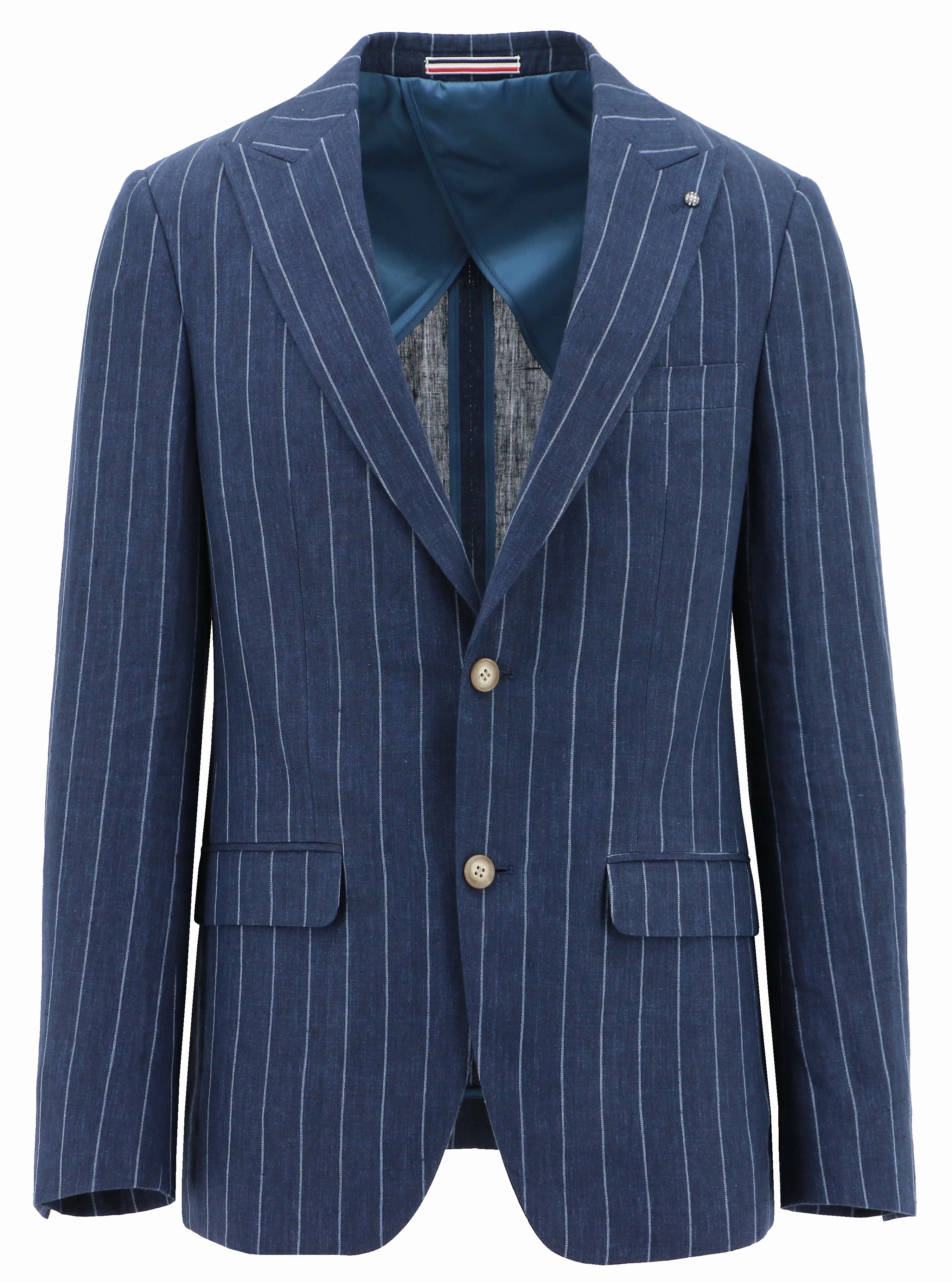 Travel Ready Look Cold Weather Amalfi Blue Striped Linen Sports Jacket
