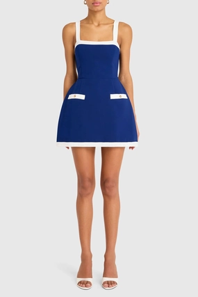 AMANDA UPRICHARD | Martini Skort Romper - Navy/Ivory Smooth Detail