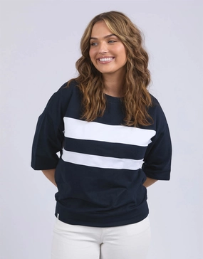 Nico Sweat - Navy with White Panels winter warmth Short sleeved breeziness