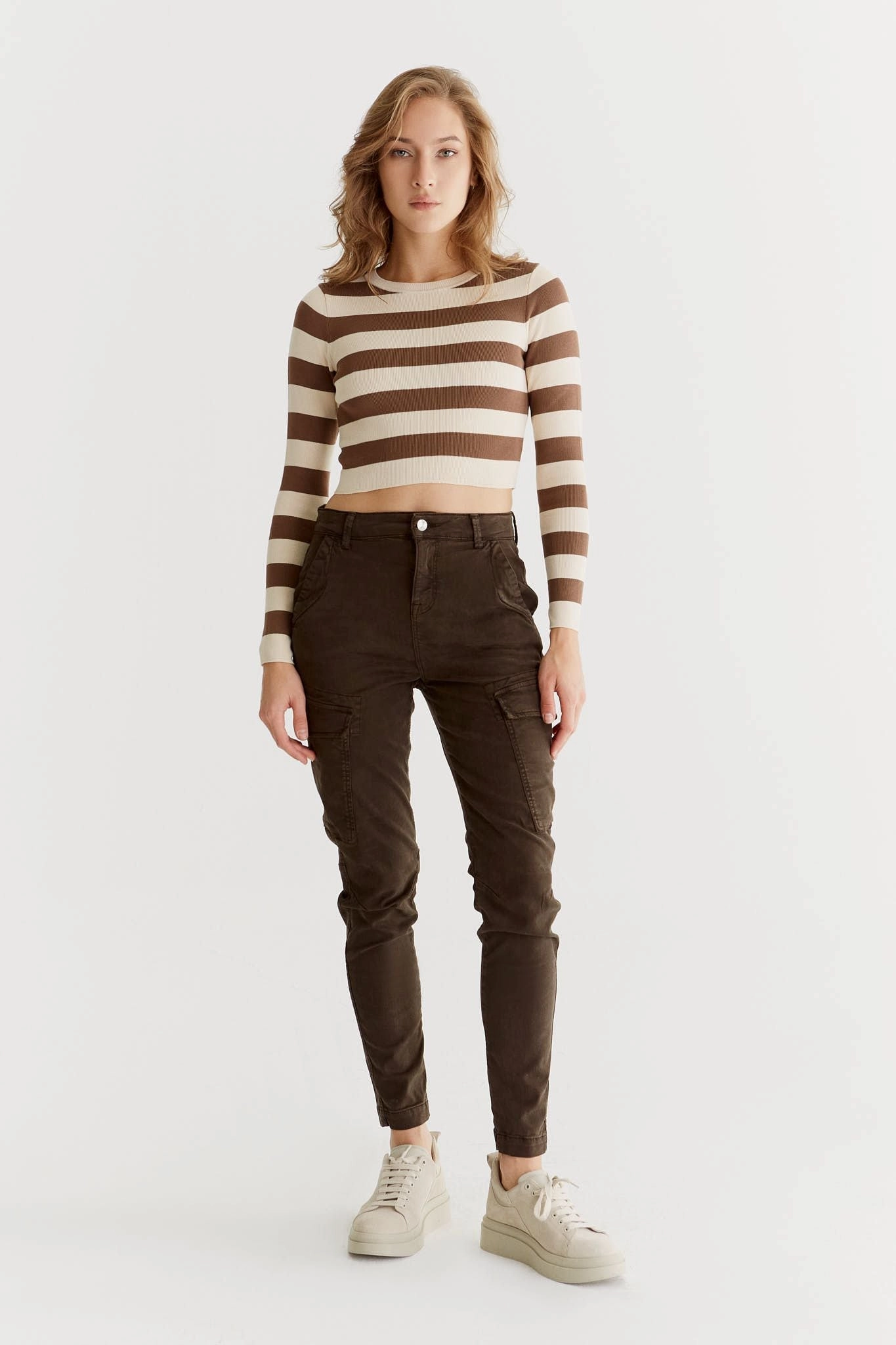 Organic Cotton Blend Casual Wearable Angel Cargo Pant - Winter Chocolate L30