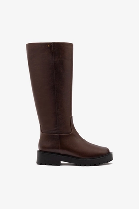 Sleek Fit Anne Lugsole Boot In Brown Leather