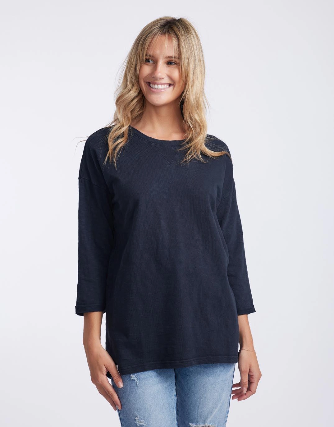 Quick Dry Fabric Annie Lightweight Top - Navy