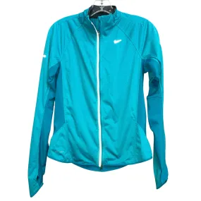 Ergonomic Sleeve Shaping Noise Free Zipper Athletic Jacket By Nike Apparel In Aqua, Size:M