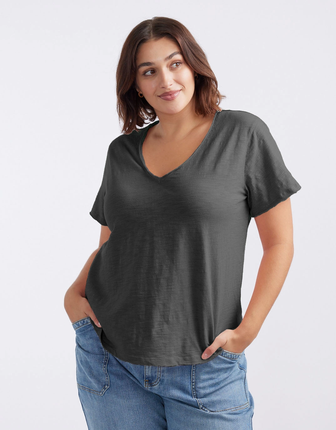 Original V Neck T-Shirt - Charcoal Hypoallergenic Textile