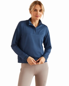 Ariat Womens Breathe Half Zip Sweatshirt Cuffed Flexible Shoulder Cut